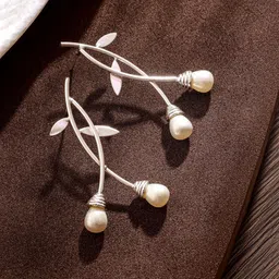 Jazz and Sizzle Silver-Plated Contemporary Drop Earrings-86
