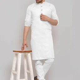 Men Solid Straight Kurta (White)-picture-25