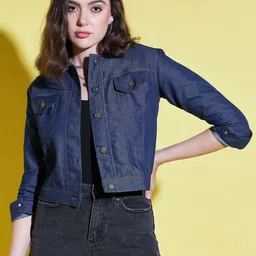 DIMPY GARMENTS Women Lightweight Denim Jacket with Patchwork-image-96
