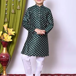 Cae Boys Embroidered Regular Sequinned Dupion Silk Kurta with Pyjamas-12