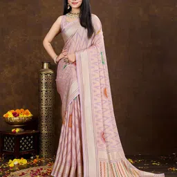 KALINI Floral Woven Design Zari Brasso Saree-image-101