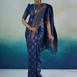 Sangria Floral Woven Design Banarasi Designer Saree-image-19
