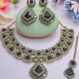 VATSALYA creation Women Maroon Jewellery Set-image-34