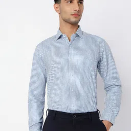 MARK & ALBERT Men India Slim Fit Micro Checked Spread Collar Cotton Formal Shirt-image-62