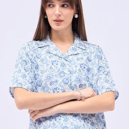 DressBerry Floral Printed Short Sleeves Shirt Style Crop Top-image-57