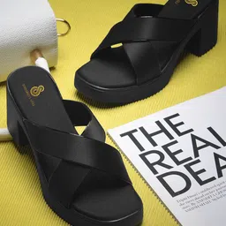 sneakers villa Women Open Toe Block Heel Sandals-18