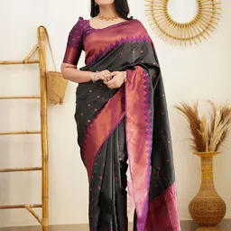 AMRUTKALA SAREES Ethnic Motifs Woven Design Zari Banarasi Saree-image-63