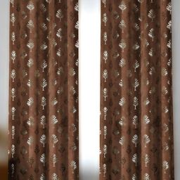 IVAZA Unisex Coffee Brown Curtains and Sheers-image-2