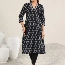 Libas Ethnic Motifs Printed Round Neck Straight Long Kurta-24