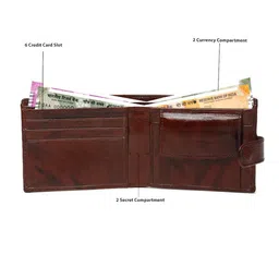 Kosher Men Textured Leather Button Two Fold Wallet image 2