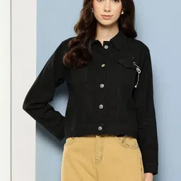 CORSICA Women Black Cotton Denim Jacket-picture-47