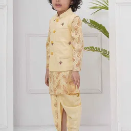 Sethukrishna Boy Printed Regular Kurta with Dhoti Pants With Nehru jacket image 4