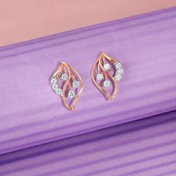 GIVA Women 18KT Rose Gold Amara Leaf Lab Grown Diamond Studs-image-56