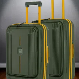 Nasher Miles Alexandria Polypropylene Set of 2 S/M Green Yellow Trolley Bags (55-65 cm)-33