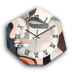 OLIVE TREE Off White & Grey Printed Geometric Wall Clock image 5