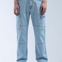 Flying Machine Men Loose Relaxed Fit Light Fade Cargo Jeans-picture-48