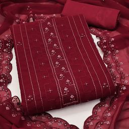 Maroosh Floral Embroidered Georgette Unstitched Dress Material-image-58