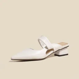 PURPLEHUNT Women Block Heeled Open Back Pointed Toe Mules-17