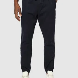Men Solid Regular Fit Woven Joggers with Drawstrings-picture-5