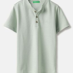 United Colors of Benetton Boys Striped Henley Neck Pure Cotton T-shirt-picture-17