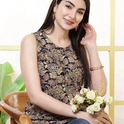 KALAMIR Women Floral Printed Round Neck Top-picture-4