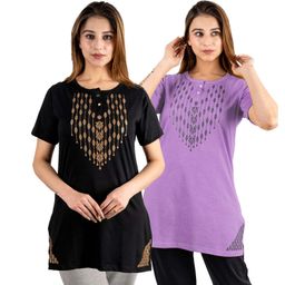 URBE-URBAN EVOLUTION Women 2 Printed Drop-Shoulder Sleeves T-shirt-image-61