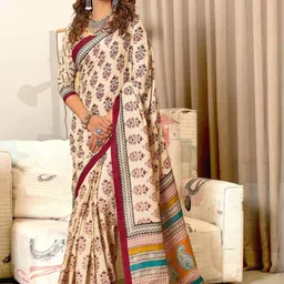 KALINI Ajrak Block Designer Block Print Saree-18