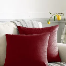 CASABLEU Maroon Set of 2 Velvet Square Cushion Covers-image-43