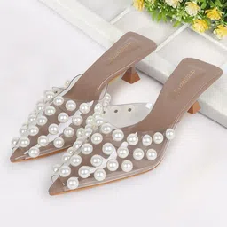 DressBerry Women Embellished Peep Toe Kitten Mules-29