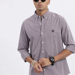 SHOWOFF Men Standard Button-Down Collar Micro Checked Cotton Slim Fit Casual Shirt-image-17