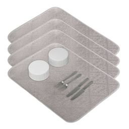 Kuber Industries 4-Pcs Grey Non Slip Dish Drying Mats-7