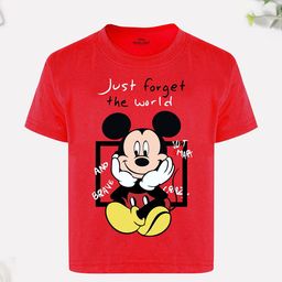 Disney By Miss and Chief Boys Mickey Mouse Printed Bio Finish Applique T-shirt-58