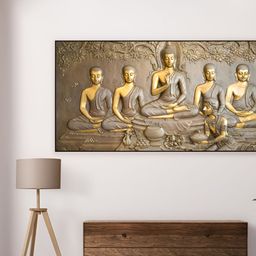 nestroots Beige & Gold-Toned 1 Piece Canvas Religious Wall Paintings-picture-29