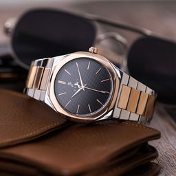 Sylvi Men Patterned Dial & Stainless Steel Straps Analogue Watch SPTOR-Black-Rose-silver-11