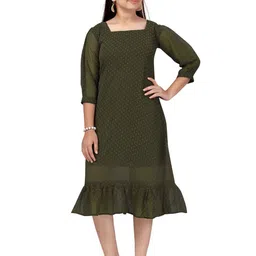 BAESD Polka Dot Print Georgette A-Line Midi Dress-picture-56