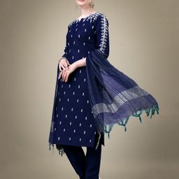 HI FI NX Women Paisley Embroidered Regular Kurta with Trousers & With Dupatta-image-41