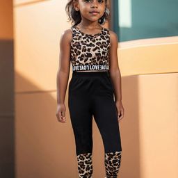 INCLUD Girls Printed Round Neck Top With Leggings-30