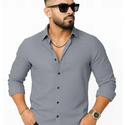 IKON FASHION Men Original Slim Fit Solid Spread Collar Casual Shirt-picture-1