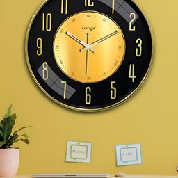 RANDOM Black & Gold-Toned Printed Traditional Wall Clock-image-21