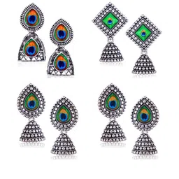 Sangria Silver-Plated Alloy Jhumkas-10
