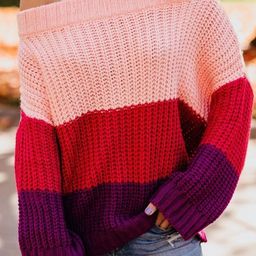 KPOP Women Colourblocked Off-Shoulder Pullover Sweater-image-32