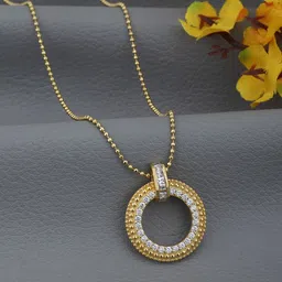 Carlton London 18kt Gold Plated CZ Circular Pendant with Chain-picture-44