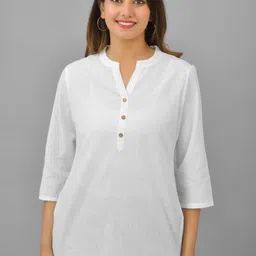 Suha Mandarin Collar Cotton Top-picture-12