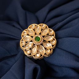 PANASH Gold-Plated Kundan-Studded Adjustable Finger Ring-7