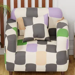 Myntra Elegant Homes White & Grey Printed Polyester 2 Piece Sofa Cover With Arms-image-24