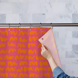ArtzFolio Pink & Orange Colored Printed Waterproof Shower Curtain-4