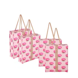 Kuber Industries Printed Shopper Handheld Bag with Cut Work-8