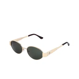 HASHTAG EYEWEAR Women Green Lens & Gold-Toned Oval Sunglasses with-21