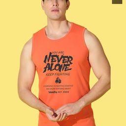 WOOSTRO Pack Of 2 Printed Super Combed Cotton Gym Vests VWS26(MORE OLIVE)(ALONE ORANGE)-picture-47
