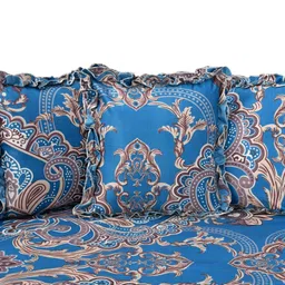 Luxmi Cotton Fabrics Blue & Beige 5 Pieces Ethnic Motifs Printed Square Cushion Covers-10